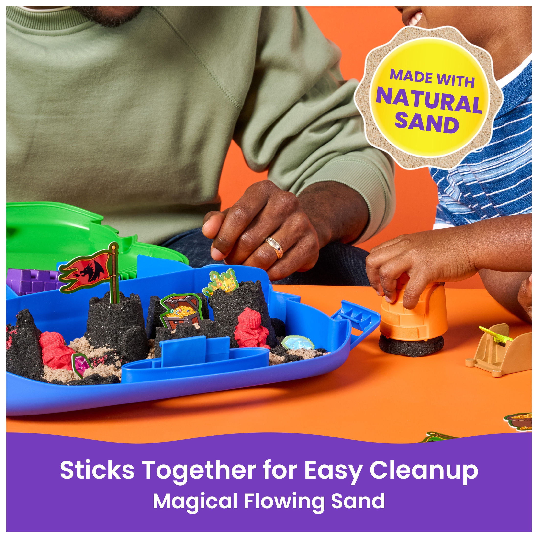 Kinetic Sand, Dragon Attack with 2 Dragons, Catapult & Molds for Kids Ages 3 and up