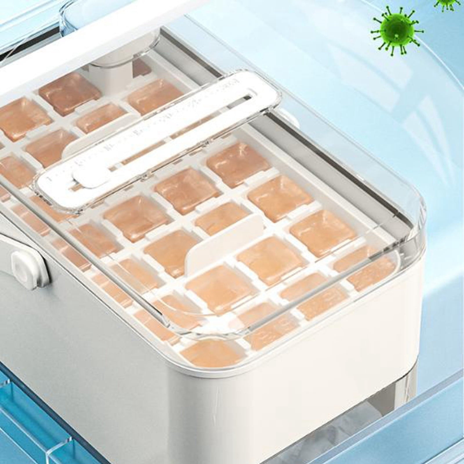 Portable One-Touch Ice Maker with Storage Drawer, Compact Leakproof Countertop Ice Cube Mold Set for Home Office and Outdoor Use(White,One Size)