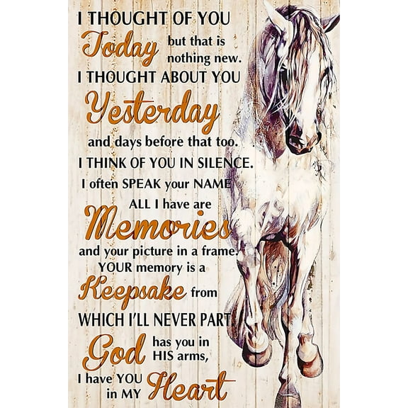 Horse I Thought Of You Today I Have You In My Heart Paper Poster No Frame Matte Wall Art Decor 11 x 17 Inch Poster