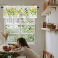 thumbnail image 5 of Yellow Lemon Valances for Windows Farmhouse Kitchen Curtains Valances Rod Pocket Valance Curtains for Kitchen Windows Country Botanical Fruit Sage Green Striped Window Valances for Bathroom 54"x18", 5 of 6