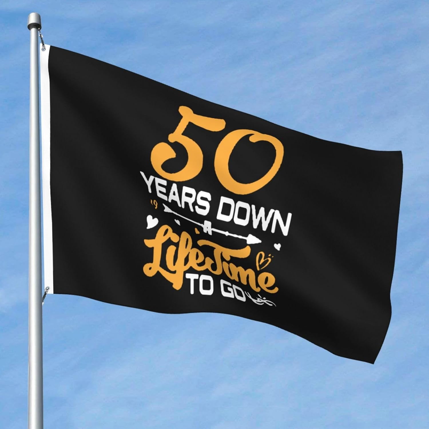 50th Wedding Anniversary Flags 5x8 Ft Yard Flag Indoor Decoration Banner With Grommets