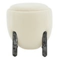thumbnail image 2 of SAFAVIEH Couture Clarabella Modern Faux Lamb Wool Ottoman, Cream/Black, 2 of 6