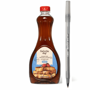 Favorite Day Original Sugar Free Reduced Calorie Syrup with pen