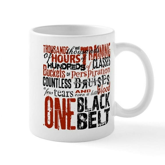 CafePress - ONE BLACK BELT Mug - 11 oz Ceramic Mug - Novelty Coffee Tea Cup