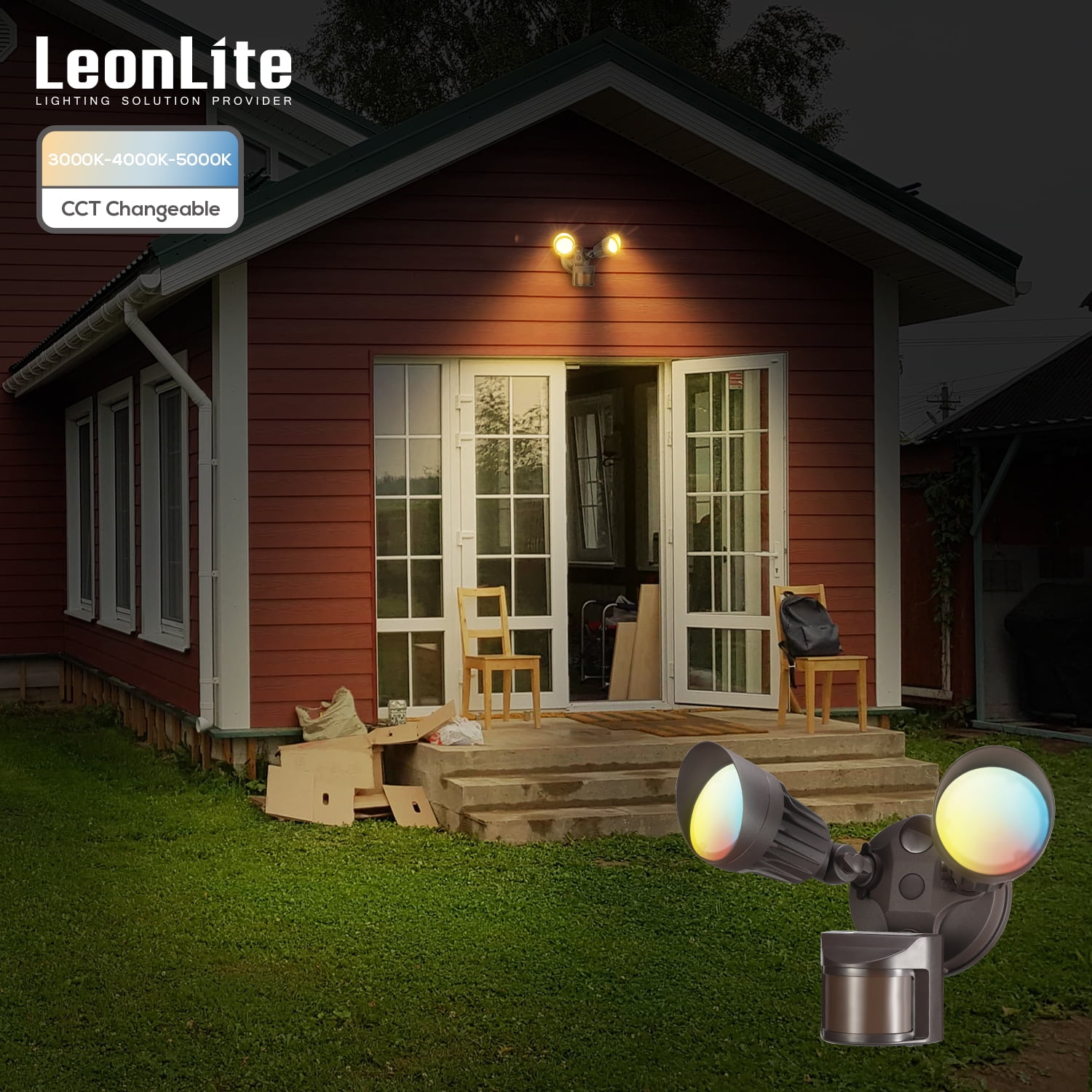 LEONLITE 3CCT Selectable LED Security Light, Motion Sensor LED Flood