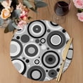 thumbnail image 3 of Black Grey Abstract Round 13 Inch Placemats Set of 8, Modern Geometric Polka Dot HeatResistant Non Slip Place Mats for Dining Table, Wipeable Braided Kitchen Table Mats for Housewarming, 3 of 9