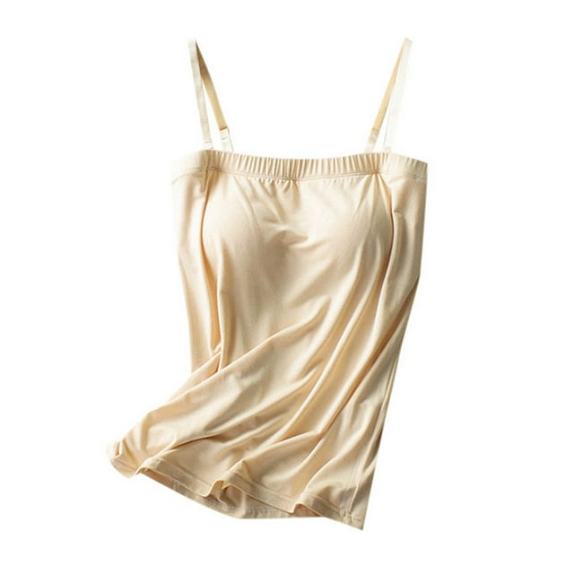 Soutien-gorge Sans Armature Intégré avec Coussinets de Poitrine Débardeur Couleur Unie