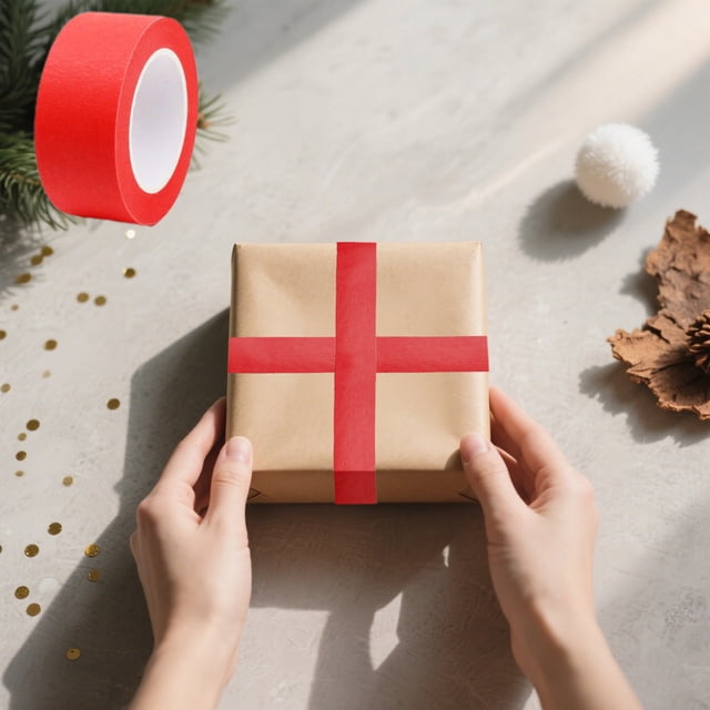 Gift Wrapping Ribbon Colored Paper Tape 13m Strong Adhesive Multi Color Hand-Tearable for Holiday Crafts Decor