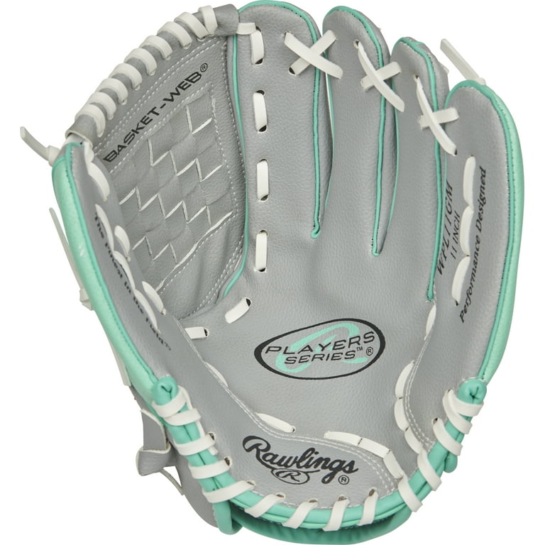 Rawlings Fastpitch Glove, 11-inch, Gray/Mint, Left Hand photo 3