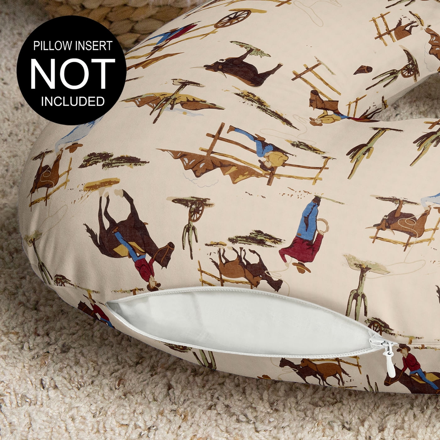 Sweet Jojo Designs Wild West Cowboy Brown Red Blue Nursing Pillow Cover Case (Pillow Not Included) (Pillow NOT Included)