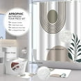 thumbnail image 6 of Boho Bathroom Rugs Sets 4 Piece, Mid Century Shower Curtain Rug Sets for Bathroom Modern Shower Curtain Sets with Non Slip Rugs, Toilet Lid Cover, U Shaped Bath Mat,Black, 6 of 8