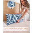 thumbnail image 5 of Navy Blue Striped Coastal Pillow Cases Standard Size Set of 2, Smooth Satin Pillowcase for Hair and Skin, Nautical Beach Starfish Shell Decorative Cooling Bed Pillow Covers with Zipper, 20x26 Inches, 5 of 5