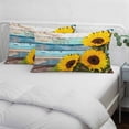 thumbnail image 3 of Spring Sunflowers Pillow Covers, Linen Long Throw Pillow Case, Yellow Floral Turquoise Farmhouse Wood Grain Holiday Pillow Protector Decorative Cushion Cover for Living Room/Bedroom 20" x 26", 3 of 8