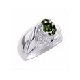 thumbnail image 3 of RYLOS Bagues pour Femmes Bague en Or Blanc 14K Pierre Précieuse Ovale 8X6MM et Diamants Design Classique Saphir Vert Bijoux pour Femmes Taille 10, 3 of 7
