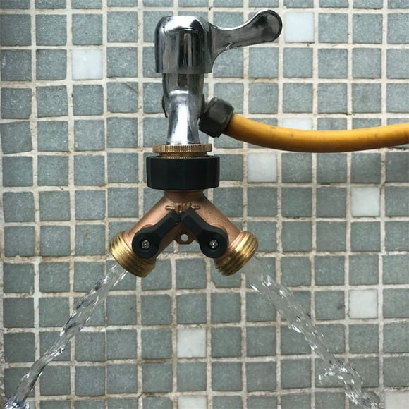Dvkptbk Controll Valve Solid Brass Body Backyard 2 Way Y Garden Hose Connector Splitter Tools on Clearance