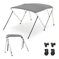 Gymax 3-Bow Boat Bimini Top Sun Shade Boat Canopy w/ Storage Boot Straps