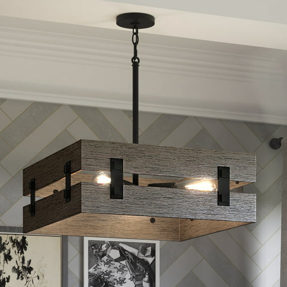 Luxury Modern Farmhouse Indoor Pendant, 7''H x 18''W, with Transitional Style Elements, Scandinavian Design, Midnight Black Finish, UHP3371