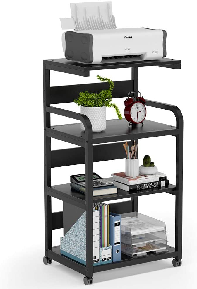 50 75 CM Warmiehomy 3 Shelf Mobile Printer Stand Desk Side Printer Shelf,Wheeled Printer Stand Multifunctional Storage Rack Printer Stand Under Desk 45 