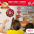 thumbnail image 2 of Swooc Games® ‒ Hook Darts Ring Toss Game ‒ Wood Board & Soft Rings ‒ 20+ Games Included for Kids & Adults ‒ Wall Mounted Ring and Hook ‒ Indoor & Outdoor Wall Decor for Game Room, Patio, Garage, Yard, 2 of 5