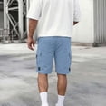thumbnail image 5 of Viadha Workout Shorts for Men 5 Inch Gym Running Shorts Solid Color Elastic Waist Casual Cargo Shorts with Pockets, 5 of 9