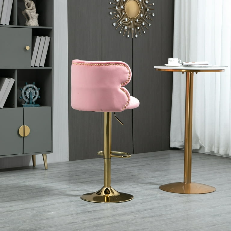 Kumji Velvet Bar Stools Counter Height Bar Stool Counter height clear stools High kitchen chairs Adjustable Metal Barstools High Back Swivel Bar