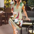 thumbnail image 3 of Fotbe Robe de Noël avec Motif de Gnomes Robe Décontractée Mode Femme Manches Courtes Robe Maxi Robe T-Shirt Rayée Longue Robe Maxi à Blocs de Couleur, 3 of 6