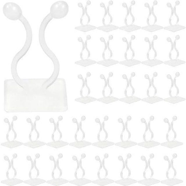 Clips de soporte para plantas trepadoras, 50 Uds., soporte de gancho autoadhesivo para montaje en pared para plantas trepadoras, decoración del hogar (blanco)