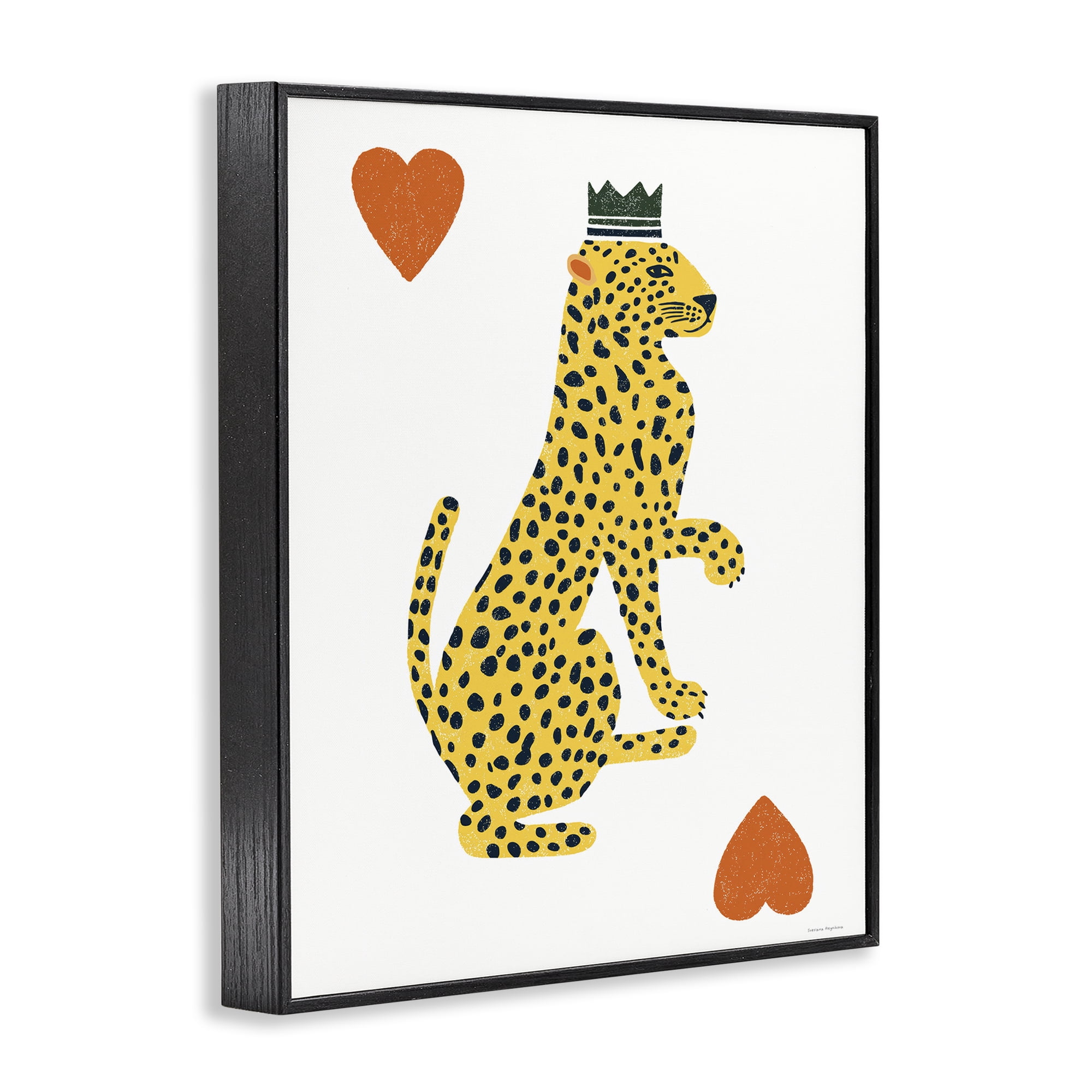 Leopard & Hearts Card Black Framed Giclee Art, design by Svetlana Aleynikova