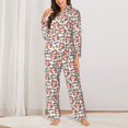 thumbnail image 2 of Fotbe Happy Foxy Faces Pattern Long Sleeve Pajama Set for Women,Sleepwear Set,2-piece Loungewear Set,Soft PJs Comfy Nightwear with Pockets -, 2 of 7