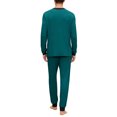 thumbnail image 5 of Dwelliawo Men's 2 Pieces Long Sleeve Solid Color Crew Neck Casual Pajamas Set Dark Green S, 5 of 5