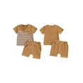 thumbnail image 2 of Suealasg 3Pcs Toddler Baby Boys Clothes Short Sleeve Button Striped Tops and Drawstring Shorts Sets 6M 1T 2T 3T 4T Kids Boys Summer Outfits Set, 2 of 8