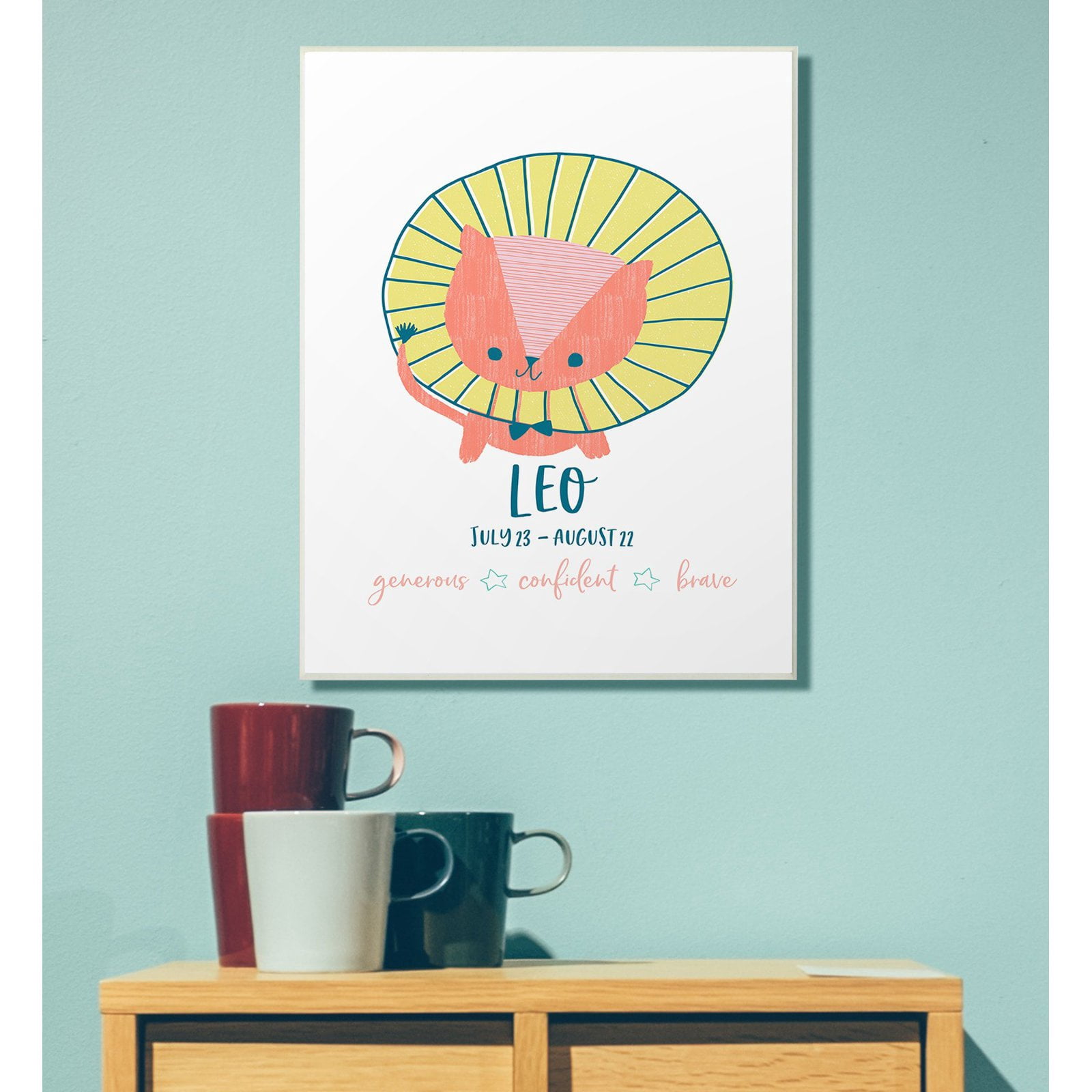 The Kids Room by Stupell Fun Modern Zodiac Leo Lion Oversized Wall Plaque Art, 12.5 x 0.5 x 18.5