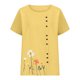 thumbnail image 1 of Tops de Manga Corta de Verano para las Mujeres Cuello Redondo Impreso Botón Superior Camiseta de Imitación Rack, Blusa de Moda Casual para el Uso Diario, 1 of 3