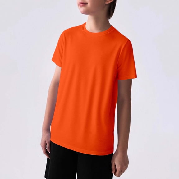 T Shirts for Kids Short Sleeves Orange Boys Shirts Comfort Quick Dry Summer Outfits Kids Clothing 9-10 Years