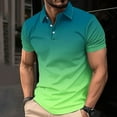 thumbnail image 2 of Mens Polos Short Sleeve Stretch Gradient Breathable Short Sleeve Oversized Outdoor Casual Casual Weekend Wear,Green,M, 2 of 5