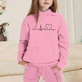 thumbnail image 2 of XUELUO Toddler Girls Outfits Sets Heatbeat Print Hoodies With Jogger Pants Sports Suit Childrens Girls Clothing Tracksuits, 2 of 4