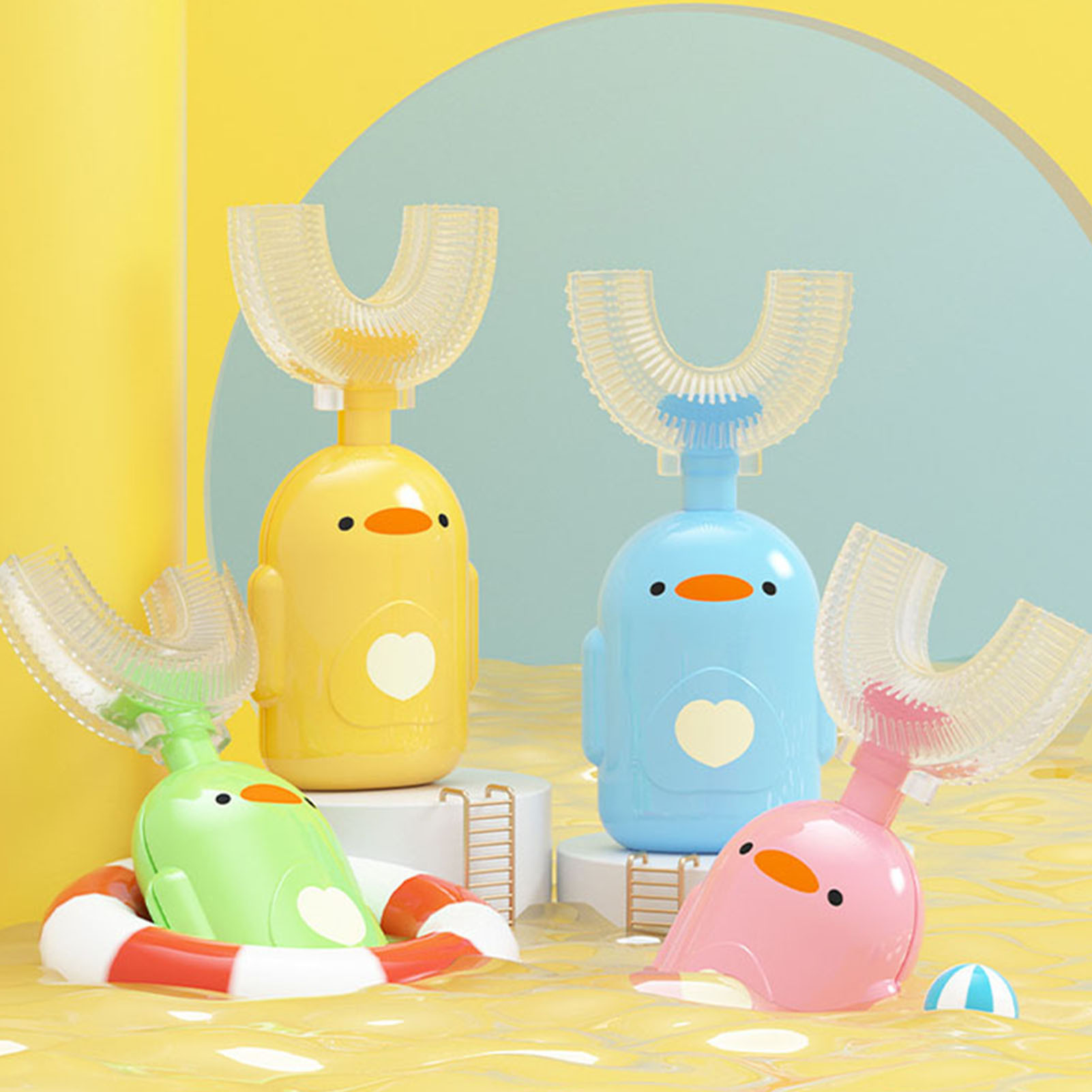 FLW Kids Toothbrush Deeply Cleaning Cartoon Design High Elasticity