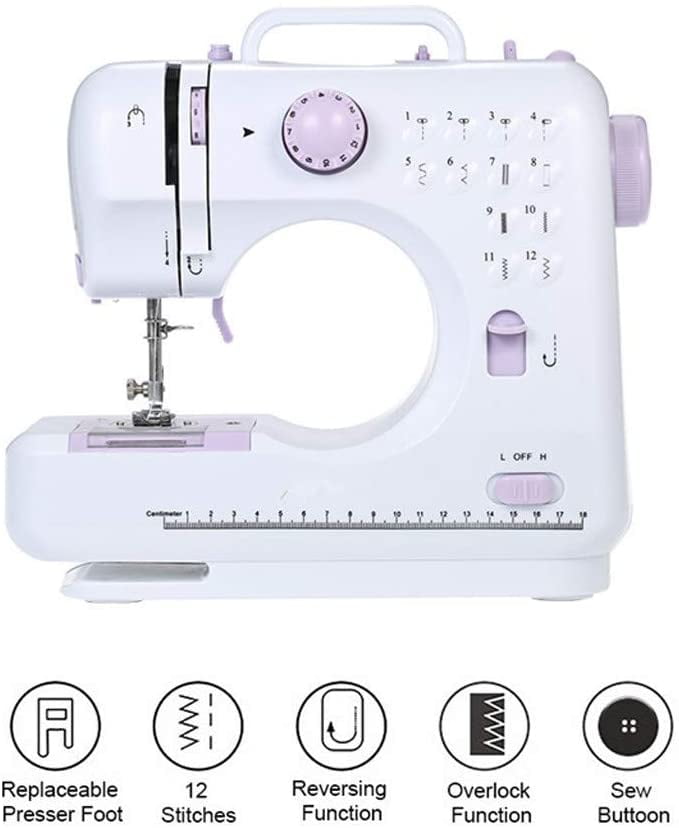 2 Speeds 12 Builtin Stitches Professional Sewing Machines with Foot