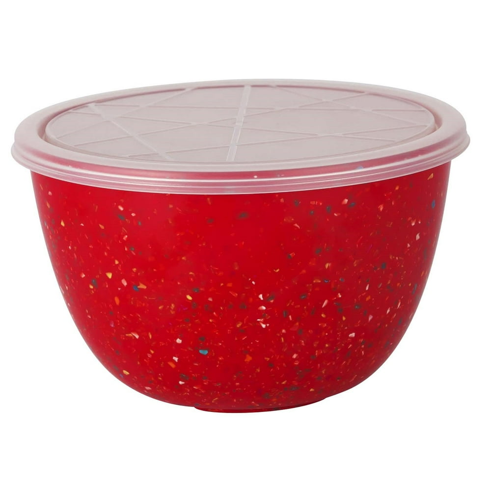 Zak DesignsConfetti Recycled Plastic Mixing Bowl with Cover Red
