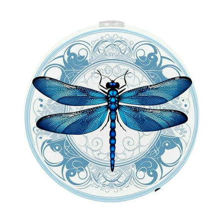 

LED Night Light Lamp with Smart Sensor Dusk to Dawn Sensor 2-Pack for Bedroom Bathroom Hallway White 0.5W Plug-in Blue Mandala Ethnic Dragonfly