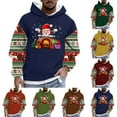 thumbnail image 1 of UVEASISHA Mens Christmas Hoodie Sweatshirts Color Block Long Sleeve Pullover Sweatshirt Drawstring Hooded Santa Claus Pullover Tops Coffee L, 1 of 6