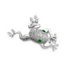 Garden Frog Brooch Pin for Women Green Eye Cubic Zirconia CZ 925 Silver