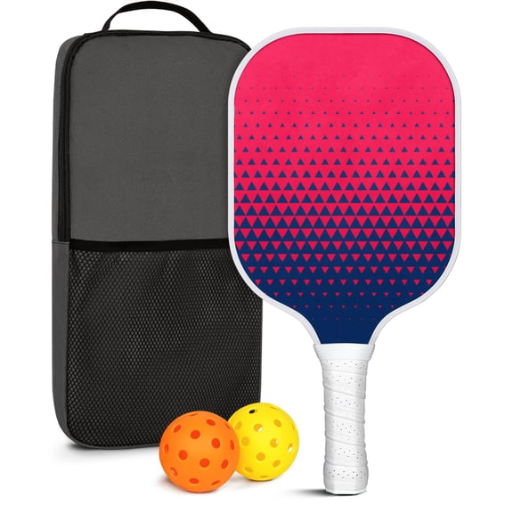 Pickleball Paddles Set Of 1, Fiberglass Surface, Colorful Lines Print, 1 Paddle, 2 Balls & Bag