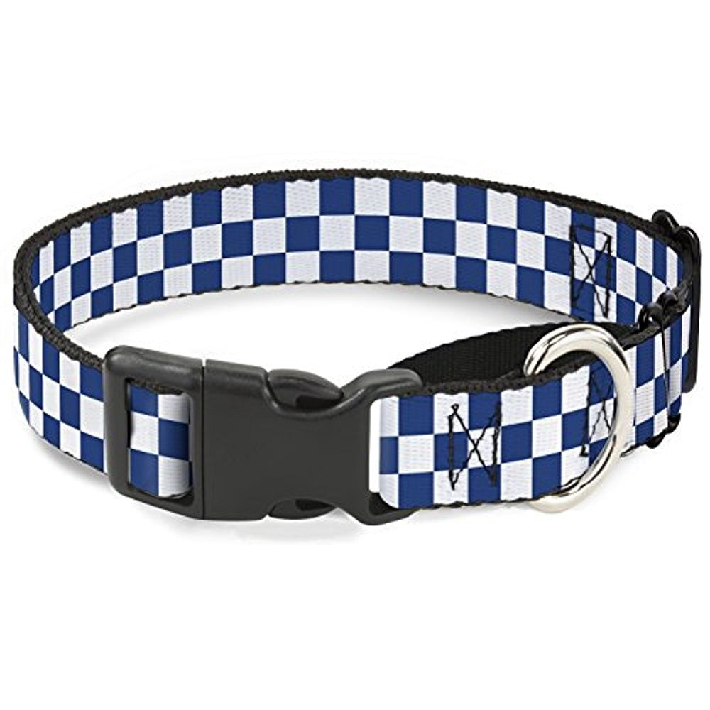 Buckle-Down Checker Blueku White Martingale Dog Collar