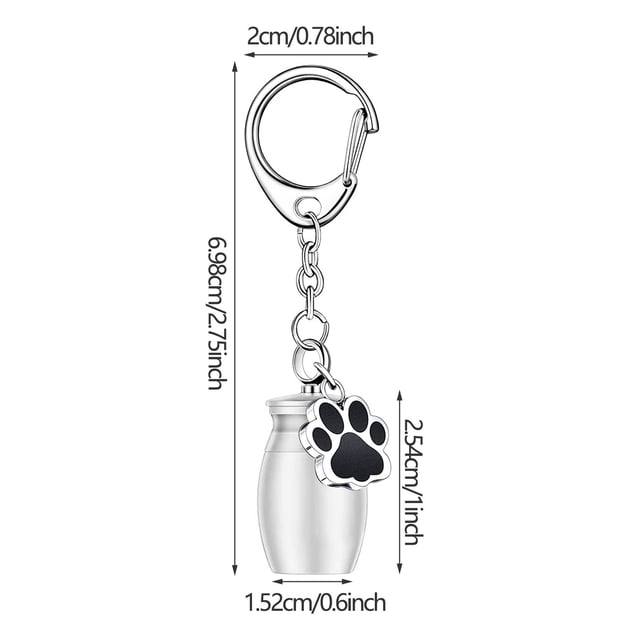 Urnas para Cenizas 2 Urnas para Mascotas Llavero, Urnas para Perros, con 2 Bolsas de Almacenamiento de Cenizas para Perros, Urna para Mascotas Pequeña, Colgante de Joyería, Impresión de Pata, Urnas Pa
