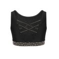 thumbnail image 4 of inlzdz Girls Shiny Rhinestones Crop Tops Gymnastics Dance Tank Tops Crisscross Back Cropped Shirts Black 6, 4 of 5