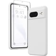thumbnail image 1 of KOMI for Google Pixel 8 Case, Liquid Silicone Case with 2X Screen Protectors, Full Body Protective Cover, Shockproof, Slim Phone Case, Anti-Scratch Soft Microfiber Lining 6.2", White, 1 of 5