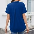 thumbnail image 5 of Tittly Womens Shirts Short Sleeve Shirts Womens Summer Daily Casual V Neck Shirts Short Sleeve Tops Collared Blouses Loose Fit Shirt Tshirts Shirts Spring Tops for Women Blue S, 5 of 8