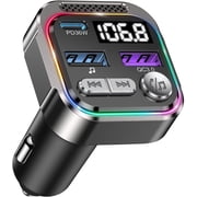 Bluetooth 5.3 FM Transmitter Car Adapter, Wireless Adapter Car Kit, 48 W (PD 36 W & 12 W) 3.0 Fast USB Charger, Hands Free Calling, Bass Lossless Hi-Fi Sound Support U Disk