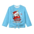 thumbnail image 5 of Xixirimido Blue Snowman Christmas Pattern Girls Casual Long Sleeve Shirts Knot Tie-hem Tunic Tops Crewneck Tees Blouses Girls Fashion Clothes, Size 7-8, 5 of 7